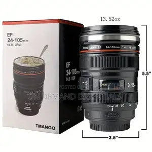 Camera Lens Mug, 450ml Stainless Steel Cup, Travel Magic Mug