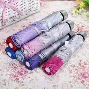 Fashion Umbrellas Parasol Solid Color Three Folding Rain Sun