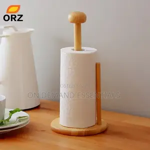 *Bamboo Wood Tissue Holder Vertical Roll Pole Paper Towel Holde