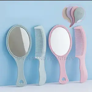 Hand Mirror Comb Set, Detangling Hair Brush, Make-Up Mirror
