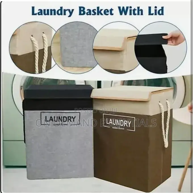 Jute Rope Foldable 70L Laundry Basket With Lid Cotton Laundry Hamper