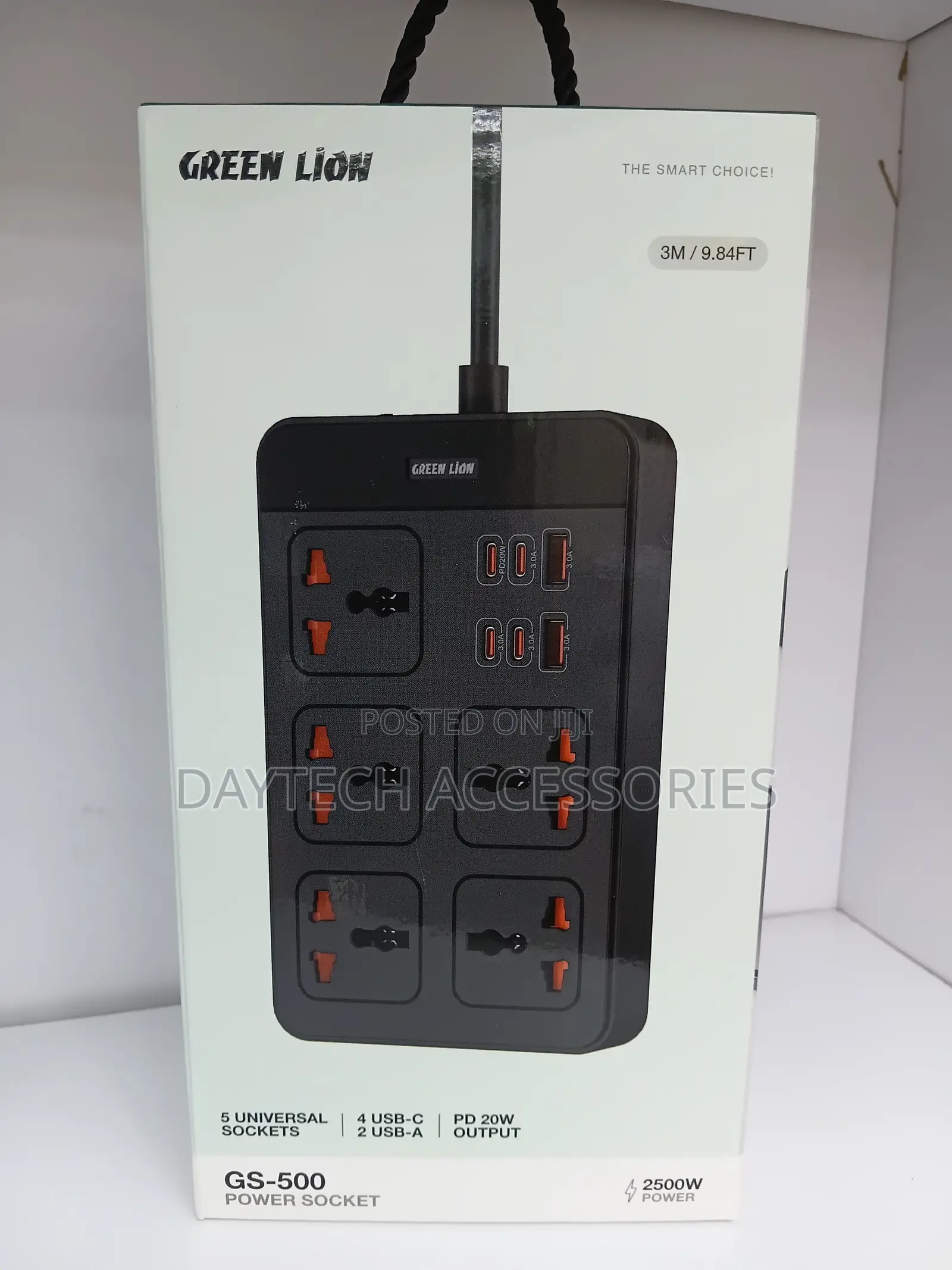 This Is a Green Lion GS-500 Power Extension Socket - Black