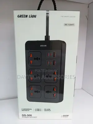 This Is a Green Lion GS-500 Power Extension Socket - Black