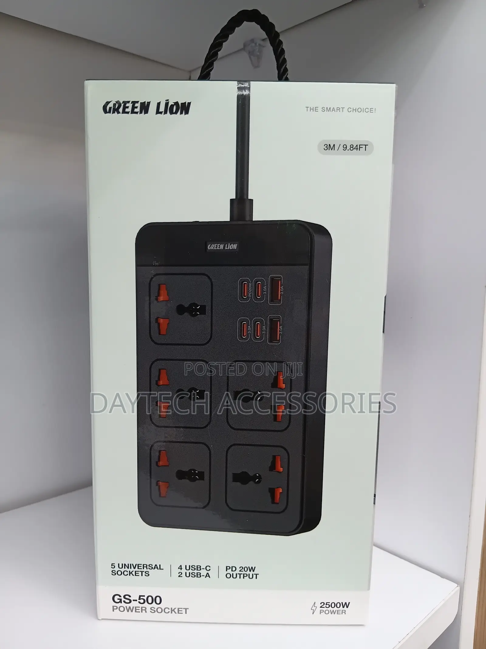 This Is a Green Lion GS-500 Power Extension Socket - Black