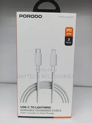 This Is a Porodo USB-C to Lightning 3-Meter Durable Charging Cable