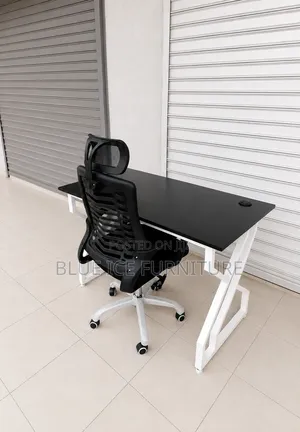 Office Workstation Desk Adjustable Chair - Black White