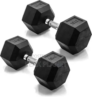 Commercial Gym Dumbbells – Hex Rubber Coated