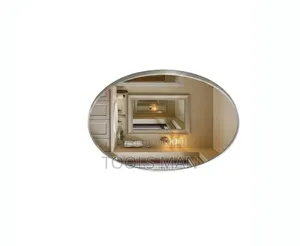 Modern Oval Wall Mirror - Brushed Silver Aluminum Frame.