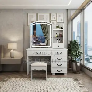 Dressers; White Design Match Dressin Room Vanity Set