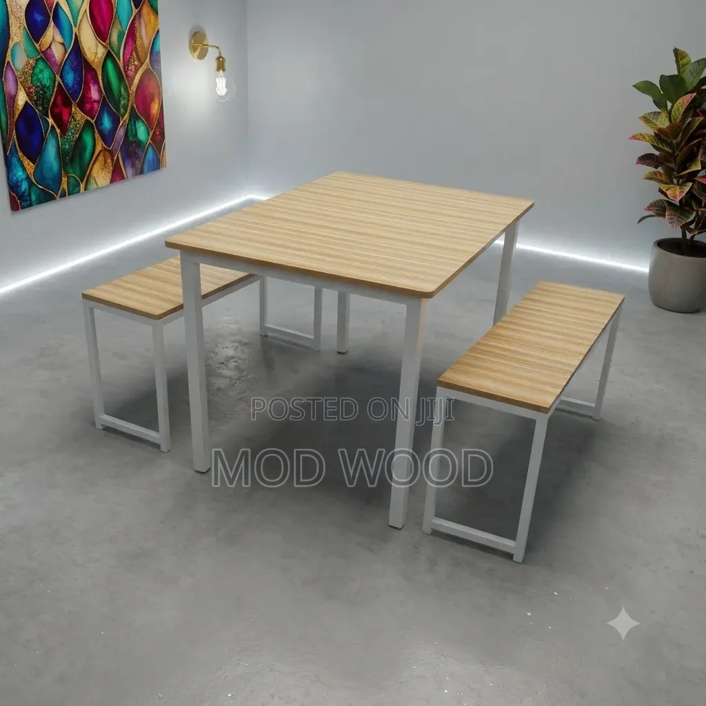 Modern Space-Saving Dining Table With Bench Set