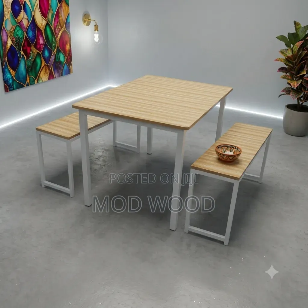 Modern Space-Saving Dining Table With Bench Set