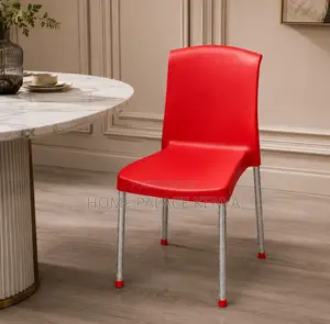 Plastic Chair: Rectangular Back Dining Multi Use Chair With Pipe Legs
