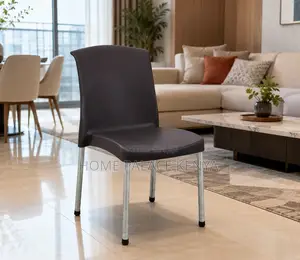 Plastic Chair: Rectangular Back Dining Multi Use Chair With Pipe Legs