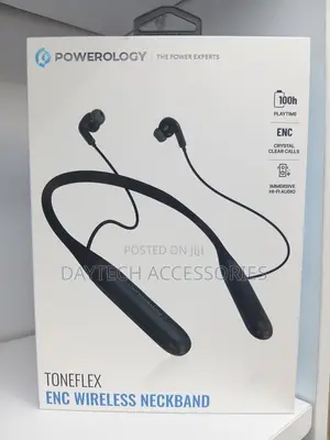 Powerology Toneflex ENC Neckband Earphone Bluetooth V5.3 100H Playtime