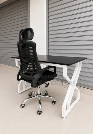 Study Office Desk With Mesh Swivel Headrest Chair