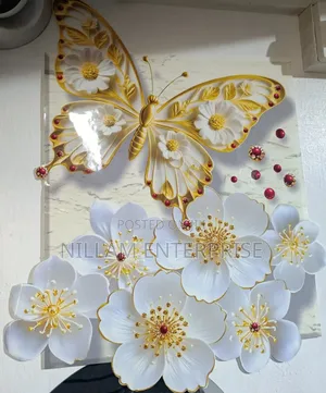 3D Wall Wallpaper Embossed Butterflies Flowers