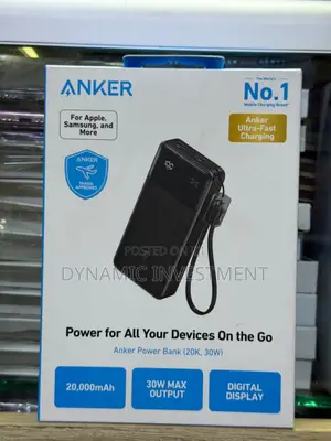 Anker Power Bank 20,000 mAh 30W Built-in USB-C Flight Travel Approved
