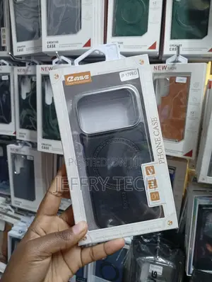 iPhone 17 Pro Black Leather Magnetic Wireless Charger Phone Case