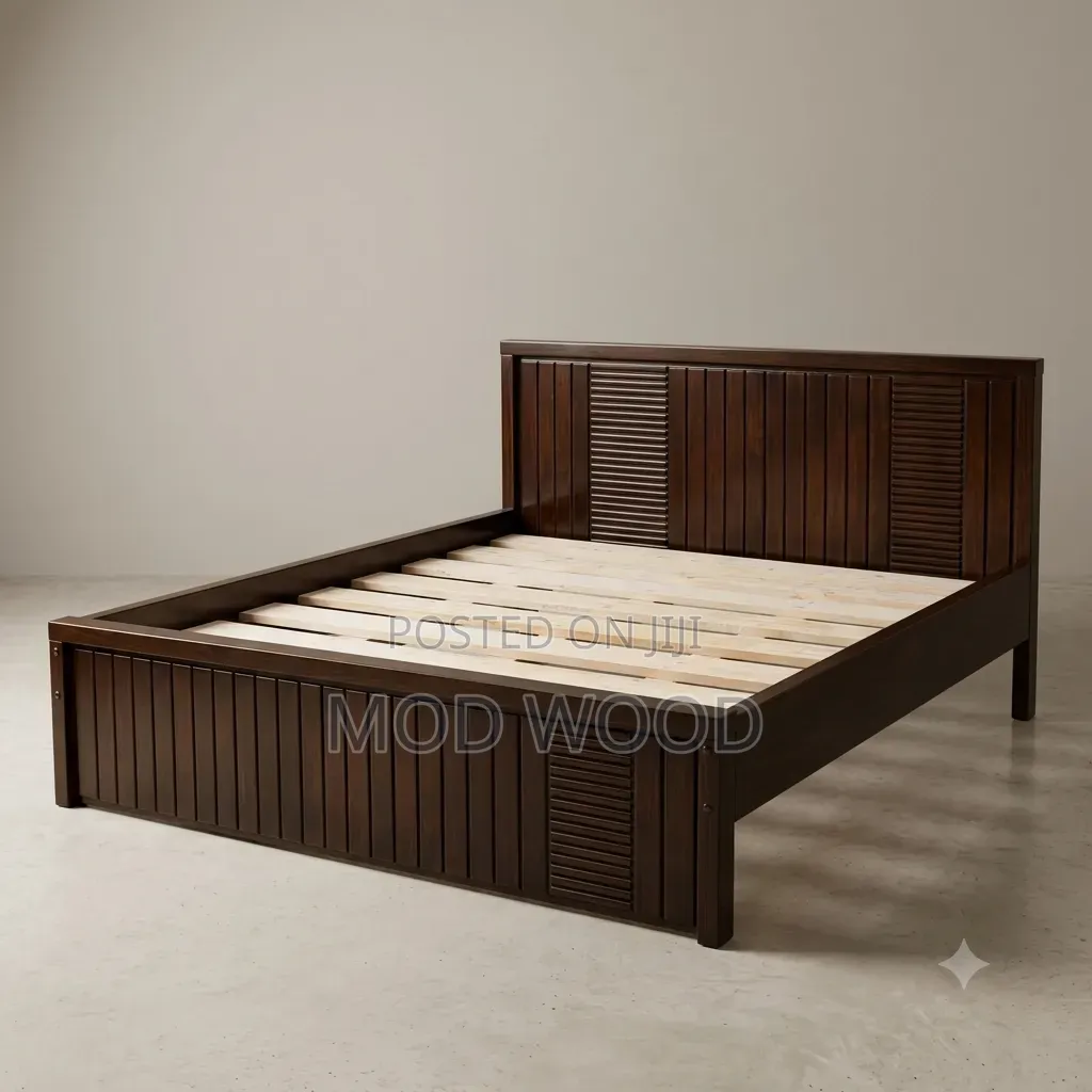 Modern Slatted 6ft by 6ft Solid Wood Platform Bed Frame