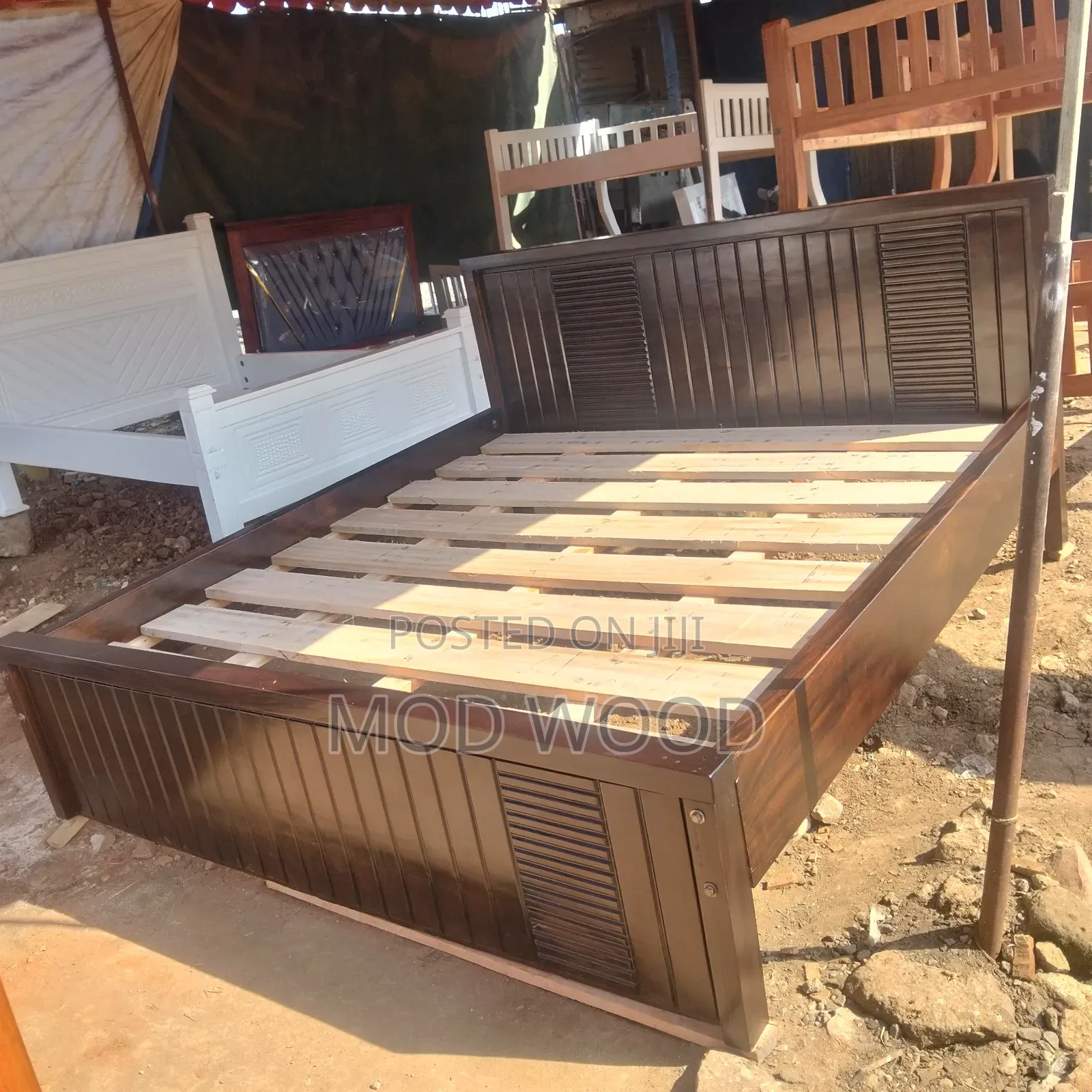 Modern Slatted 6ft by 6ft Solid Wood Platform Bed Frame