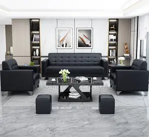 Leather Sofa: Waiting Room Visitor Black Sofa