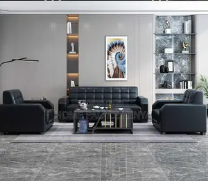 Leather Sofa: Waiting Room Visitor Black Sofa