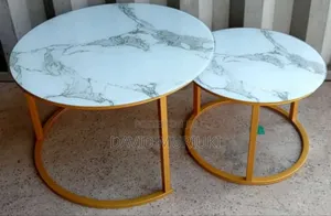 Marble Nesting Coffee Table (Glass Effect) White
