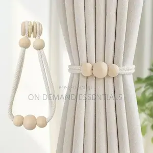2Pcs Nordic Magnetic Curtain Binding Strap Solid Wood Woven