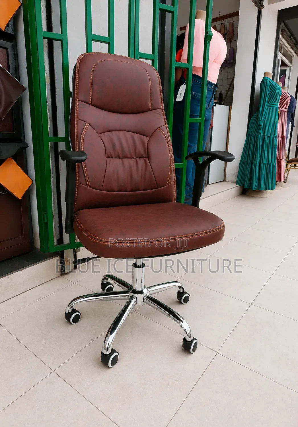 Executive High Back Brown Leather Office Chair