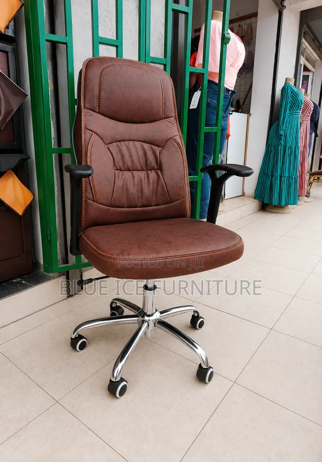 Executive High Back Brown Leather Office Chair