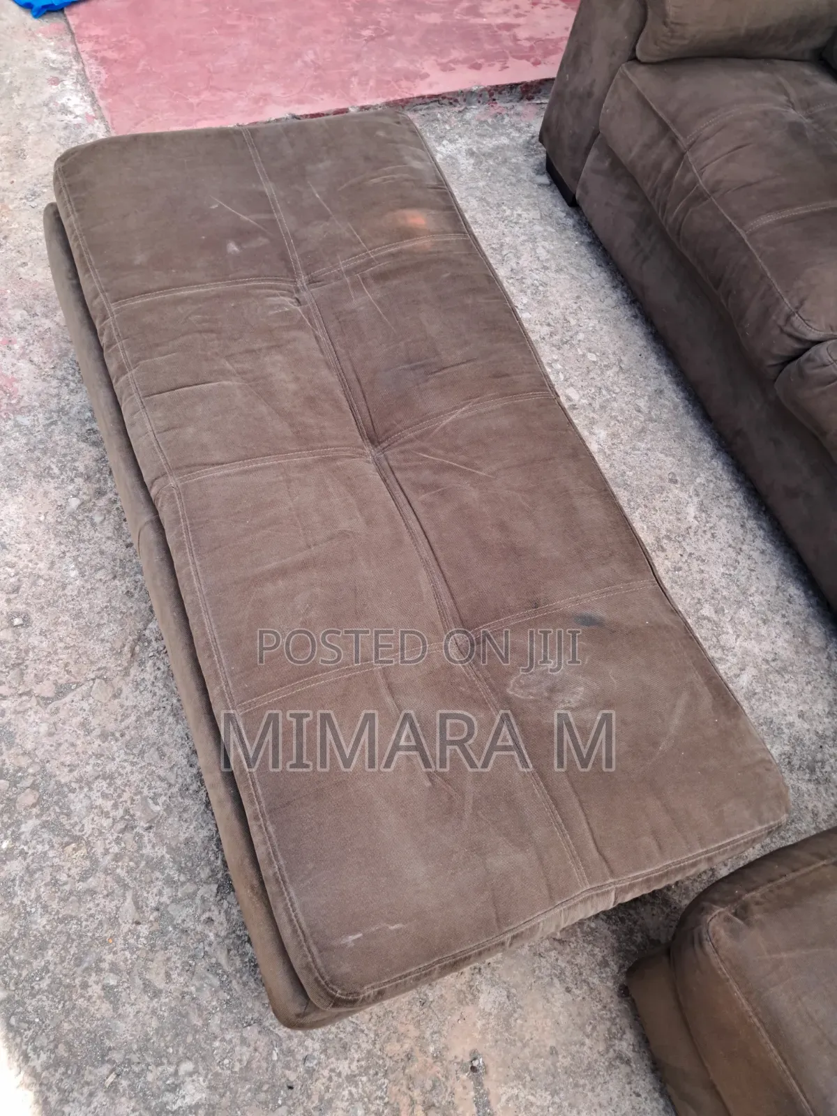 L-Shaped Suede Sectional Sofa With Ottoman