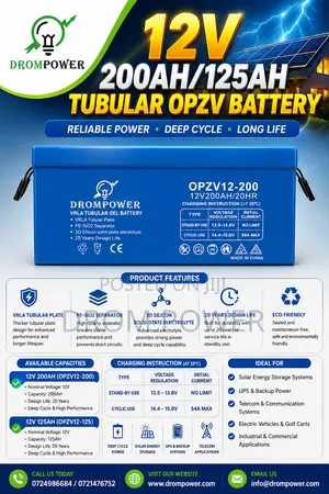 12v 125ah/200ah Tubular Battery