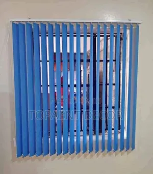 Blue and Gray Vertical Window Blinds