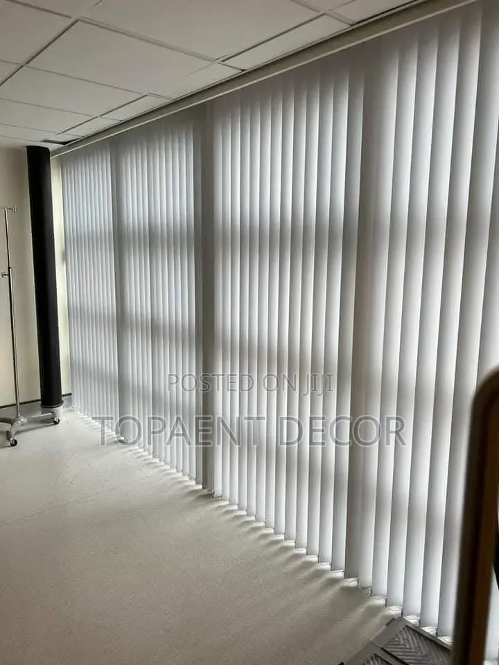 Blue and Gray Vertical Window Blinds