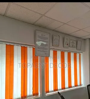 Orangered With White Vertical Window Blinds
