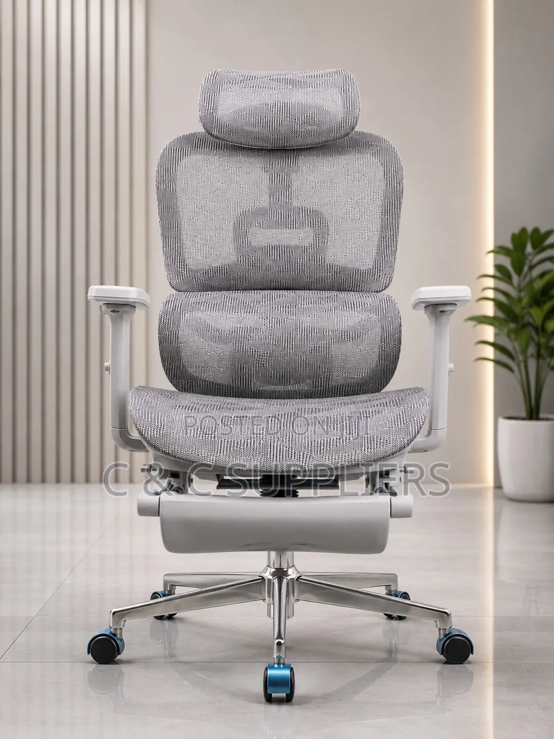 Adjustable White Mesh Ergonomic Seat