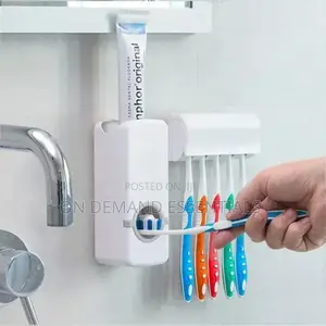 Toothpaste Dispenser and Toothbrush Holder Set, Wall Mounted