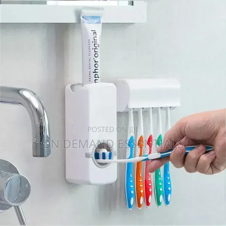 Toothpaste Dispenser and Toothbrush Holder Set, Wall Mounted