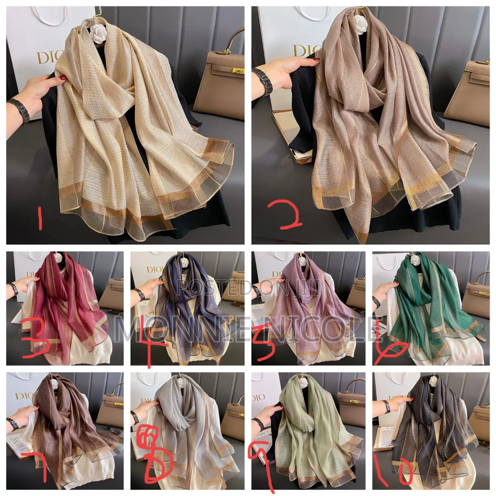 Silk Gold Threaded Scarves