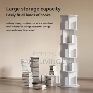 5 Tier 360° Rotating Bookshelf Organizer With Wheels