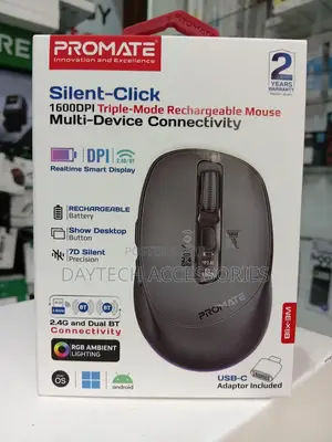 Promate Blix-3m Silent-Click Triple-Mode Rechargeable Mouse