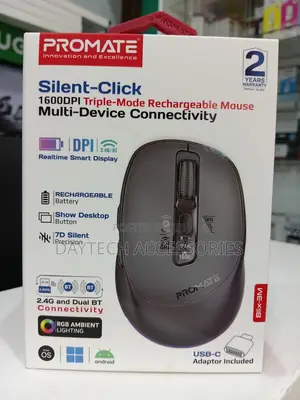 Promate Blix-3m Silent-Click Triple-Mode Rechargeable Mouse