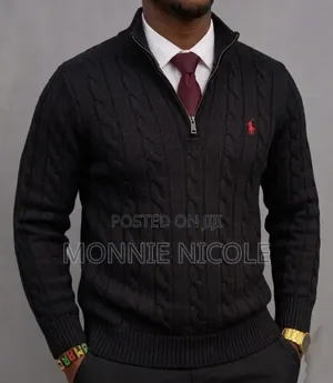 Men Black Ralph Polo Sweater