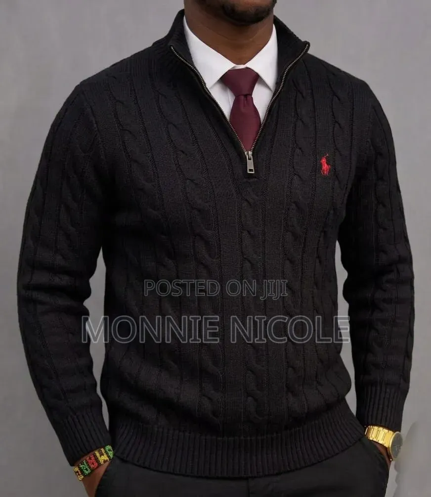 Men Black Ralph Polo Sweater