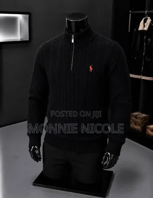 Men Black Ralph Polo Sweater