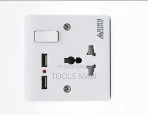High Astra Universal Wall Socket With Dual USB Ports - White.