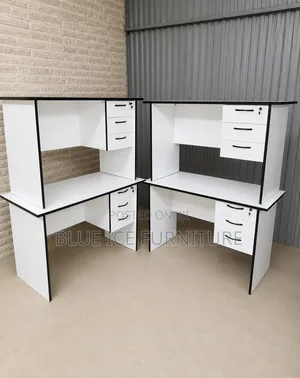 Modern White Office Desk With Gromets Panel