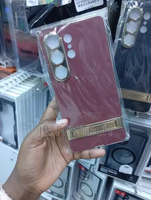 SG S26 Ultra Electroplated Leather Kickstand Protective Phone Case