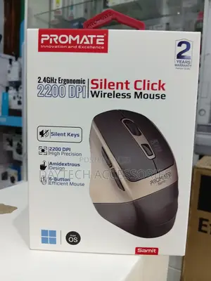 Promate Samit Wireless Mouse Ergonomic 2200DPI Silent Click