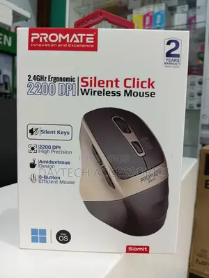 Promate Samit Wireless Mouse Ergonomic 2200DPI Silent Click